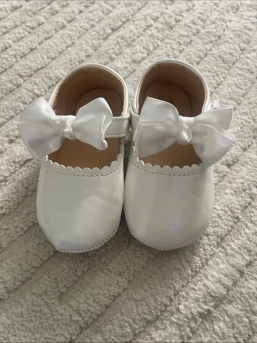 Source Unknown White Bow Strap Baby Walker Shoes